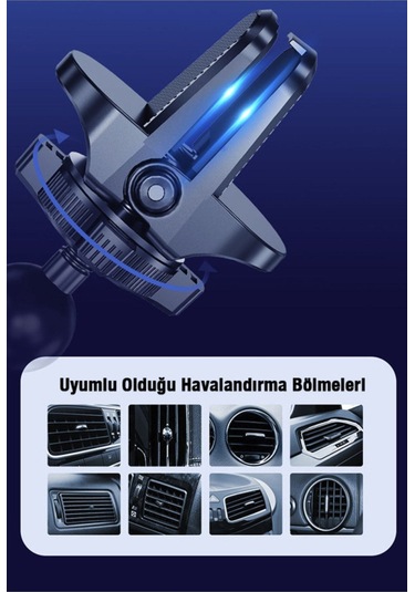 Araç İçi Havalandırma İçin Telefon Tutucu Silikon Destekli Güvenli 360 Derece Araba Telefon Tutucu - 36233