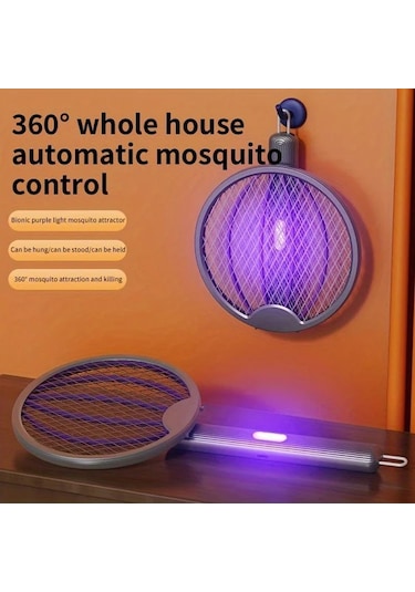 Boatshop1 Grey Katlanabilir Elektrikli Sivrisinek Raket Ve Lamba Akıllı Böcek Kontrolü 5 Sahne İçin Uygun