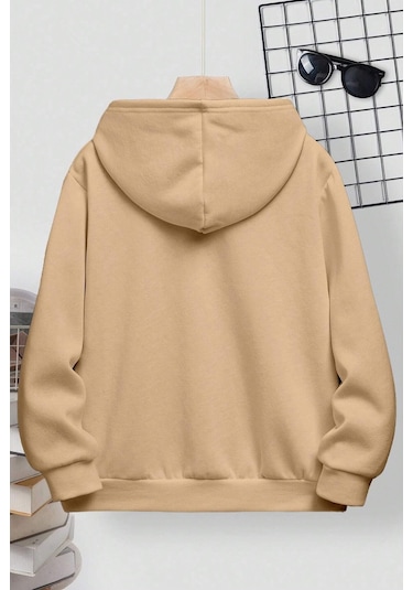 Mountain Baskılı Erkek - Kız Çocuk Rahat Kalıp Sweatshirt Bej