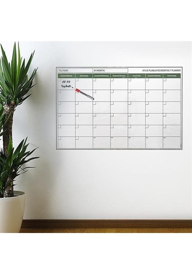 Büro Ev Ofis İçin 85x56cm Manyetik Yapışır Yazılır Aylık Takvim Plan Duvar Stickerı Diğer