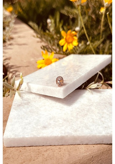 Taşlı Kurukafa Tasarım Rose Gold Renk 316l Stainless Steel Çelik Piercing Tragus Helix