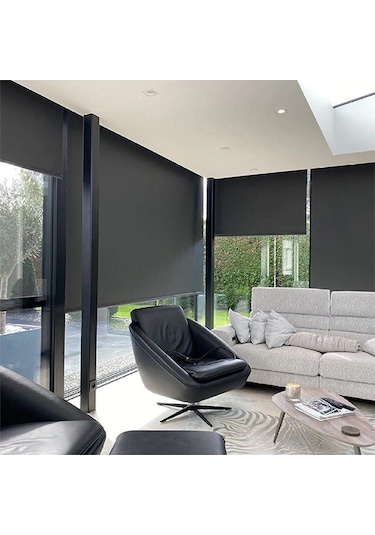 Narinlife Düz Stor Perde Siyah Modern Güneşlik Stor Perde