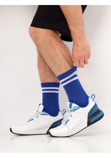 Novomoskovskij Trikotaz Erkek Çorapları Seti 3 Çift, Yüksek, Düz Renkli, Spor 24811149 Açık Mavi