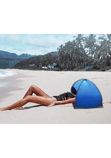 Dolıty Plaj Çadırı Bahçe Güneş Gölgelik Ekran Gölge Uv Koruyucu Siyah Bant Mavi 1 Çok Renkli
