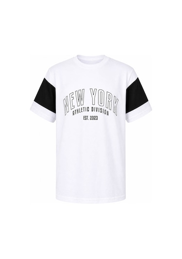 Trender New York Baskı Beyaz Erkek Çocuk T-shirt 8030