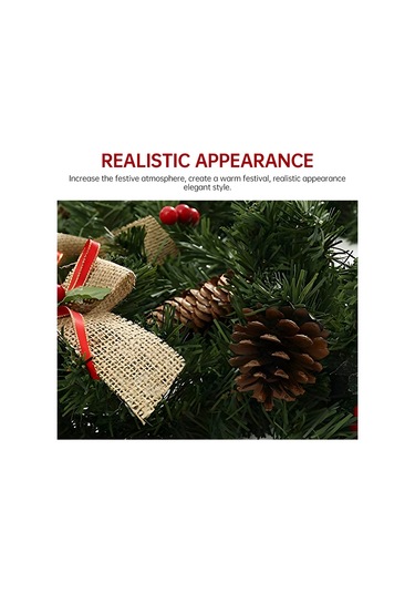 50 Led'li 8.8ft Noel Çelenk 8 Işık Modu Pille Çalışan Yeşil