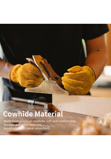 Kangvka S Boyutu Sarı İnek Derisi İş Eldiveni - Kaymazlı Dayanıklı - Elektrik Kaynağı, Araç Tamiri, Bahçecilik Koruması