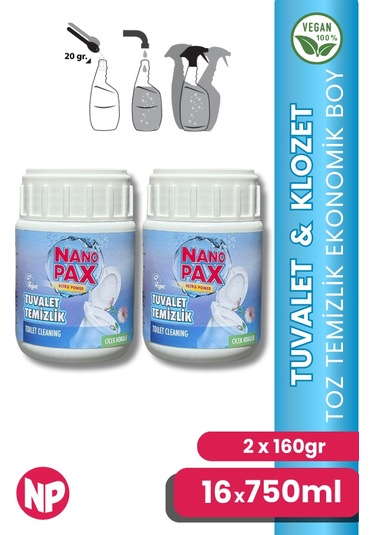 Tuvalet & Klozet Temizlik Tozu Ekonomik Bebek Boy 2 X 160gr