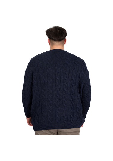 Mode Xl Büyük Beden Erkek Kazak Bisiklet Yaka Braıded 24211 Lacivert Lacivert