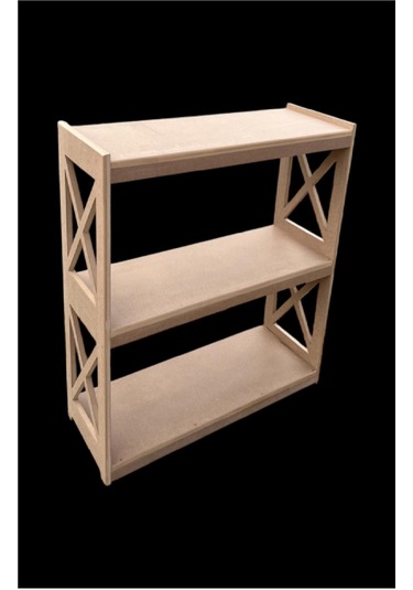 Ahşap Çapraz Üçlü Raf Ahşap