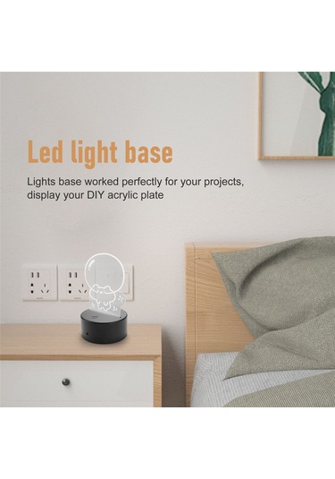 Xurunkeji 10'lu Paket 3d Gece Led Işıklı Lamba Tabanı + Uzaktan Kumanda + Usb Kablo, Akrilik Siyah İçin 16 Renk Işık Gösterisi Ekran Standı Siyah
