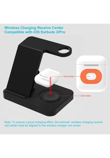 Pazly F16 5'i 1 Arada Kablosuz Şarj İstasyonu 15w, 9v/3a Giriş, Siyah