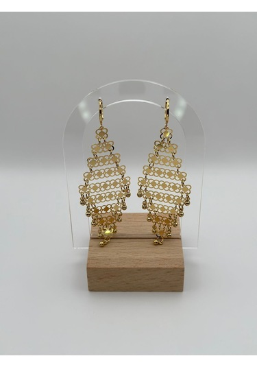 Arnes Jewelry Çelik 22 Ayar Altın Kaplama Kişnişli Küpe Ar343nes Gold