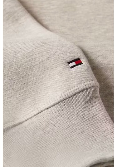 Erkek Kapüşonlu Logo Baskılı Sweatshirt - Gri Heathered Pebble