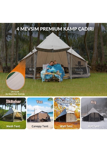 Kingcamp Khan Lıght 400 Premium 4-6 Kişilik Glamping Çadır Gri
