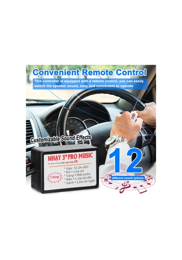 Honmex Araba Klakson Kontrol Cihazı 12 Ses Efekti 12-24v Kumanda İle Ses Ayarı Pil Dahil