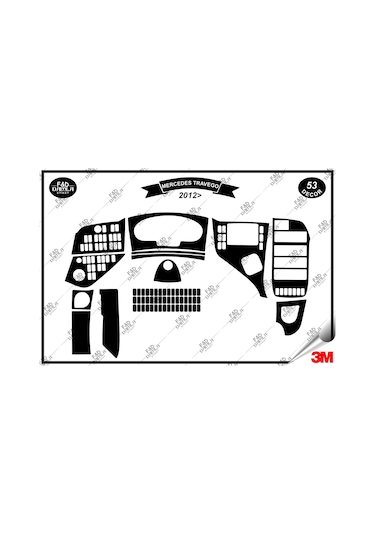 Mercedes Travego 2012 Full Torpido Konsol Trim Göğüs Maun Kaplama Set 53 Parça Siyah Renk