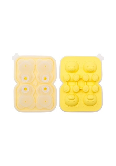 4'lü Küçük Ayıcık Figür Buz Topu Buz Kalıbı Sarı Sarı
