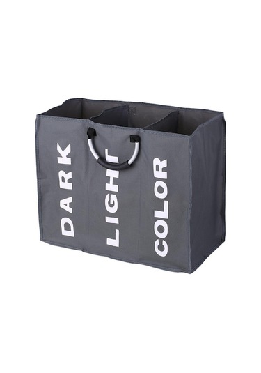 Novahub Siyah 3 Bölümlü Büyük Katlanabilir Oxford Çamaşır Sepeti Çantası Kirli Giysiler Saklama Çantası Organizatör Alüminyum İle Siyah Siyah