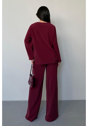 Madmext Bordo Önü Bağlamalı Alt Üst Takım Mg2473 Bordo