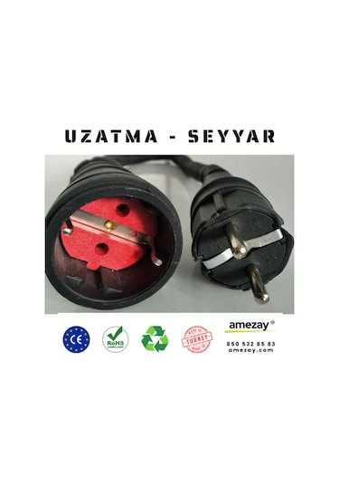 3 Metre Dış Ortam Spiral Zırhlı Uzatma Kablosu - G3x2.5 Kablo Kesiti 3 Metre