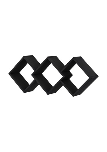 Galaxy Duvar Rafı Ahşap Siyah - Ahşap Siyah Ahşap Siyah