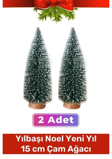 Mini Çam Masaüstü Minyatür Dekorasyon Küçük Süs Kar Yeni Yıl Noel Yapay Sedir Ağacı 15cm 2 Adet