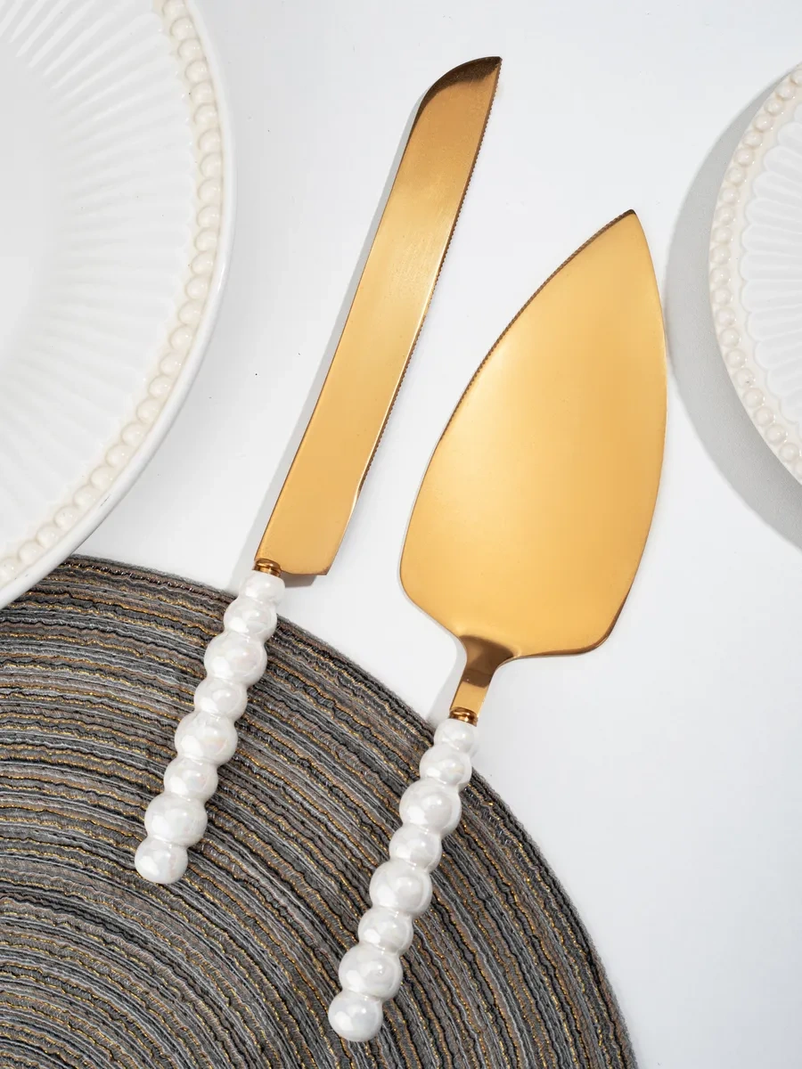 Anı'sroom Pasta Soyma/servis İçin Bıçak Ve Spatula Seti 296459376 Altın Rengi