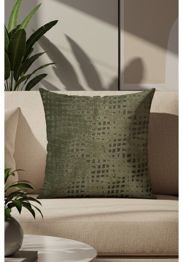 Sezyon Riva Desenli 50 50 Yeşil Kırlent Kılıfı Yeşil