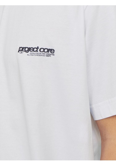 Jack & Jones Erkek Gögüs Ve Sirt Baskili Tişört - Union - 12273442 Bright White