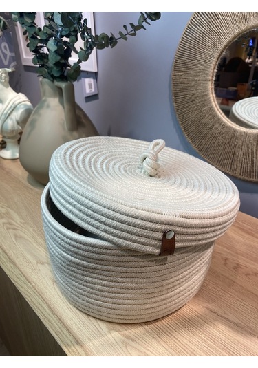 Walnut Kapaklı Krem Jüt Sepet Krem