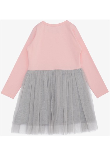 Breeze Kız Çocuk Uzun Kollu Elbise Çiçek Desenli Sevimli Ceylancık Baskılı 1.5-5 Yaş, Pembe-pembe Pembe