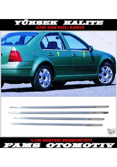 Vw Bora Krom Cam Çıtası 4 Prç. 1998-2004 P.  Çelik