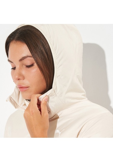 Puma Essentials Light Padded Kadın Beyaz Kapüşonlu Mont Beyaz