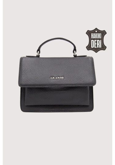 Hakiki Deri Kadın El Çantası Siyah Smr9022 Siyah