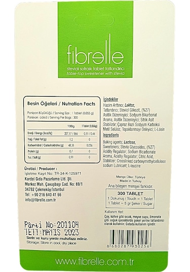 Fibrelle Stevia Tablet Tatlandırıcı 300 Tablet x 2 Adet