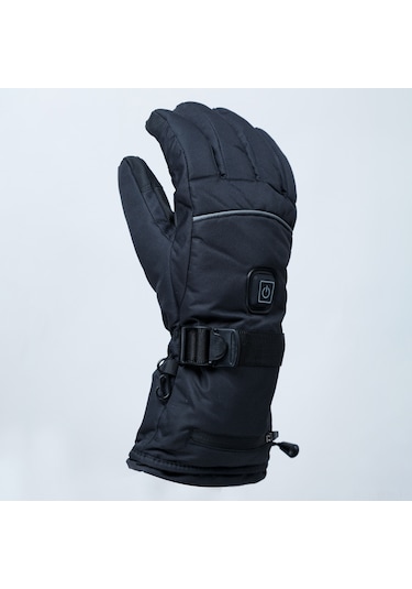 Geeksen Sıcaklık Ayarlı Sıcak Elek Eldiveni, Su Geçirmez Kayganlık Engeli, Fleece İç, Dokunmatik Parmak, Kayak Bisiklet Winter Outdoor, Xl Siyah Siyah
