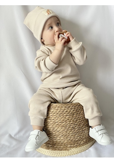 MiaBaby Bereli Üçlü Takım 001 Bej