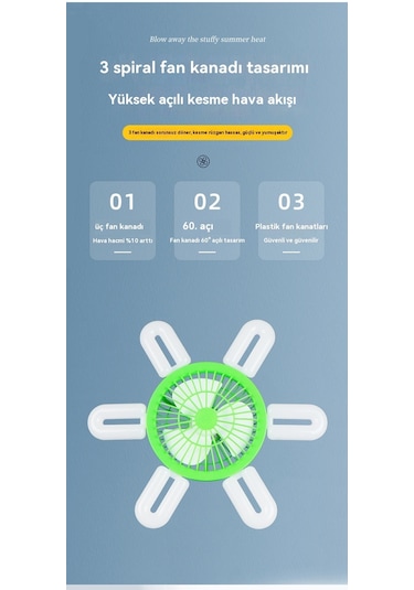 E27 Vidalı Fan Işığı Katlanabilir Tavan Fanı Işığı-beyaz