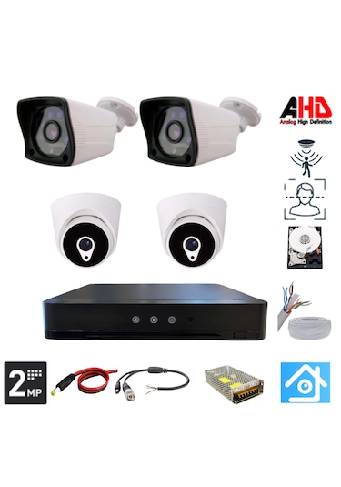 Arna 2 Dış 2 İç Kameralı 2 Mp 320 Gb Hdd Dahil Ahd Güvenlik Seti