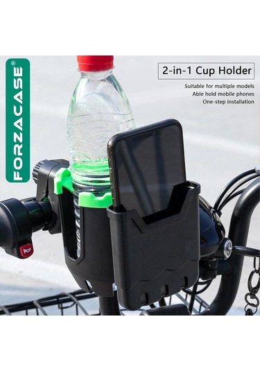 Forzacase Motosiklet Bebek Arabası İçin Bardak Ve Telefon Tutucu - Fc999 Siyah
