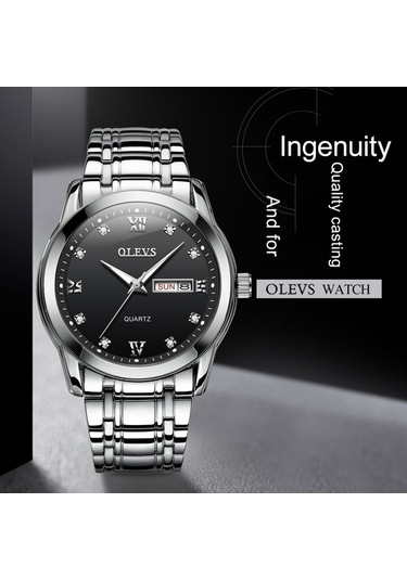 Fastbuy Erkekler İş Aydınlık Çift Takvim Kuvars Saat Siyah Su Geçirmez Çok Renkli Olevs 8691 Çok Renkli