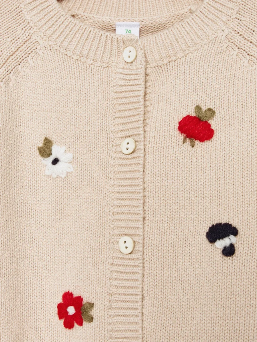 Sela Pamuklu İşlemeli Triko Ceket 473666296 Bej