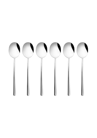 Emsan Bead 6 Parça 18/10 Paslanmaz Çelik Yemek Kaşığı Seti Platin Gümüş