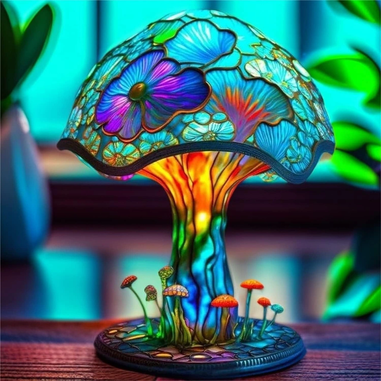 Yuntech01 Usb Bağlı Reçine Mantar Lambası - Ev Dekoru Aksesuarı, Sabit Tabanlı, Kolay Kullanım, Sessiz Ortamlarda Isı Verici Işık Çok Renkli