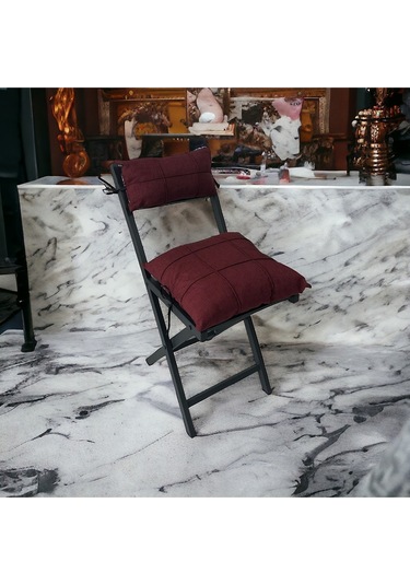 Modern Style Home Minderli Balkon Bahçe Mutfak Bistro Set Katlanır 4+1 Masa-sandalye Bordo