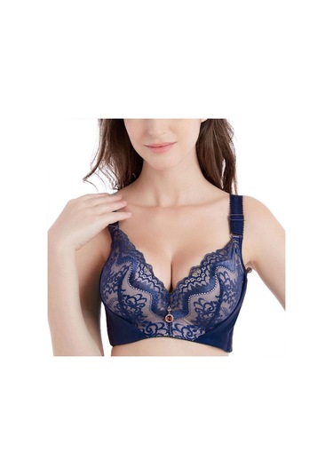 Mavi Fallsweet Kadın Dantel Sütyen Destekli Balenli Sütyen Artı Boyutu Brasserie 34 İla 50 Mavi