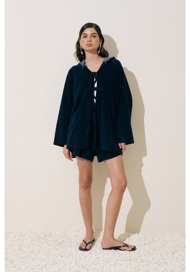 Havlu Kumaş Kimono Lacivert Lacivert