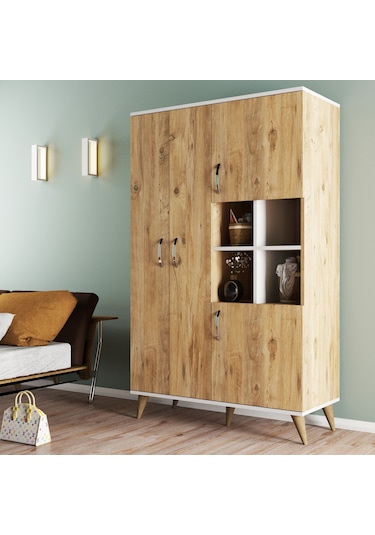 tanmob Maxi 4 Kapaklı Askılıklı Raflı Çok Amaçlı Dolap Çam - Grd0102