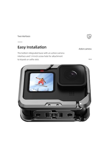Vkemall Gopro Hero 12/11/10/9 İçin Hafif Alüminyum Metal Kafes, Soğuk Ayakkabı Yuvası İle Spor Kamera Aksesuarı